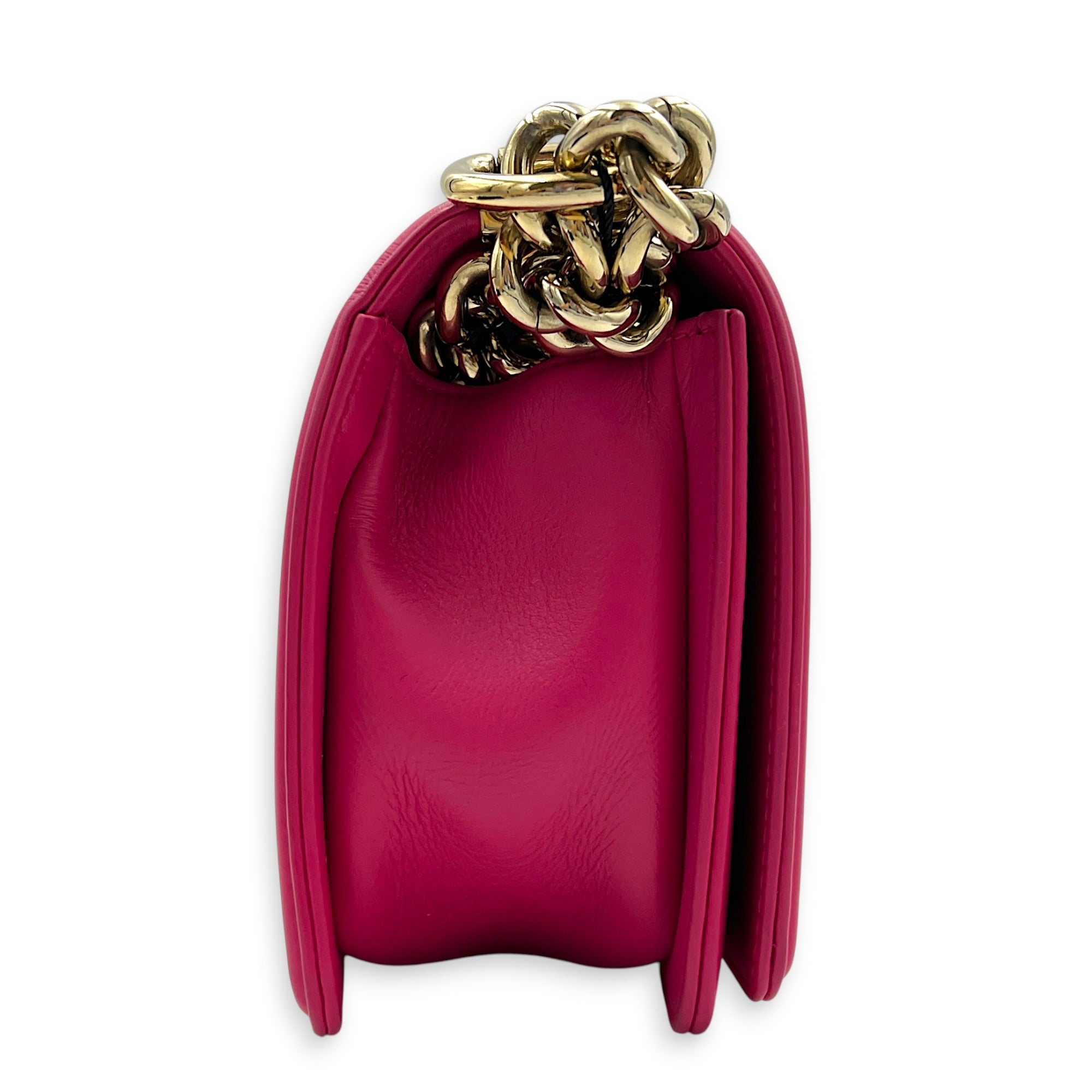 Boy Shoulder Bag Small Pink in Lambskin, Gold hardware