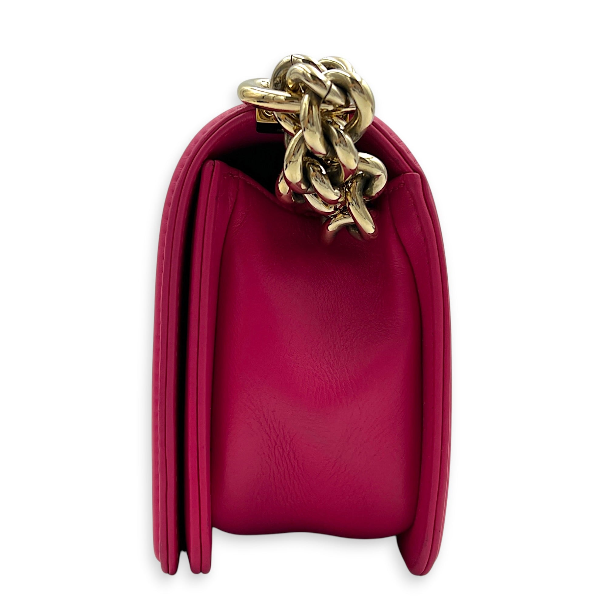 Boy Shoulder Bag Small Pink in Lambskin, Gold hardware