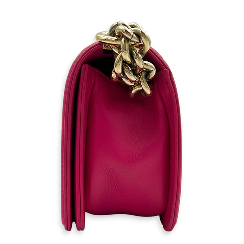 Boy Shoulder Bag Small Pink in Lambskin, Gold hardware