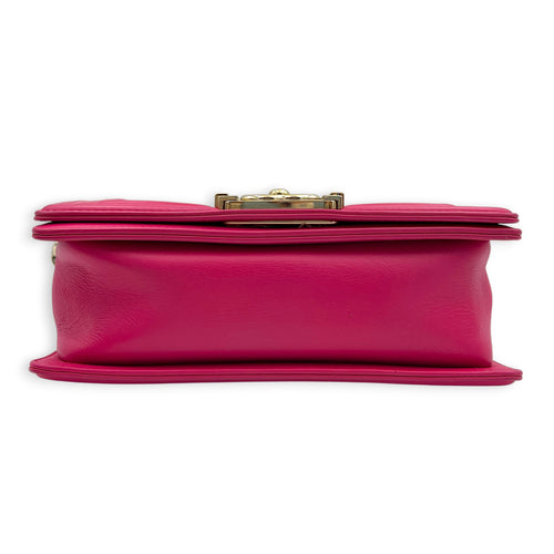 Boy Shoulder Bag Small Pink in Lambskin, Gold hardware