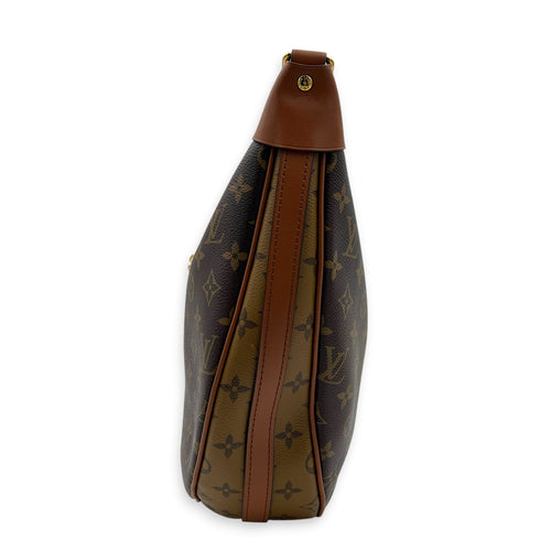 Loop Shoulder Bag Brown in Coated Canvas, Gold hardware