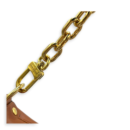 Loop Shoulder Bag Brown in Coated Canvas, Gold hardware