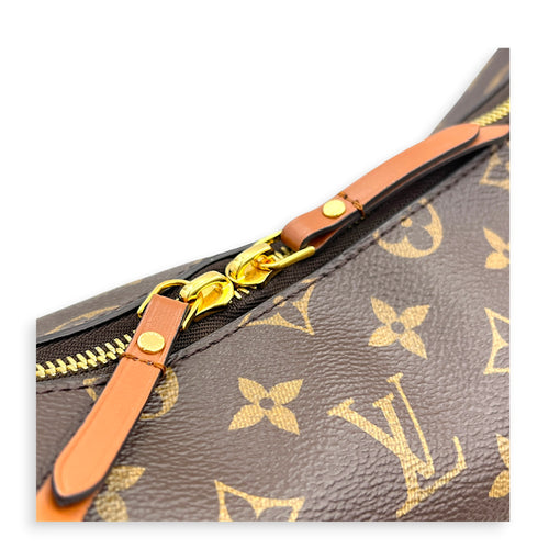 Loop Shoulder Bag Brown in Coated Canvas, Gold hardware