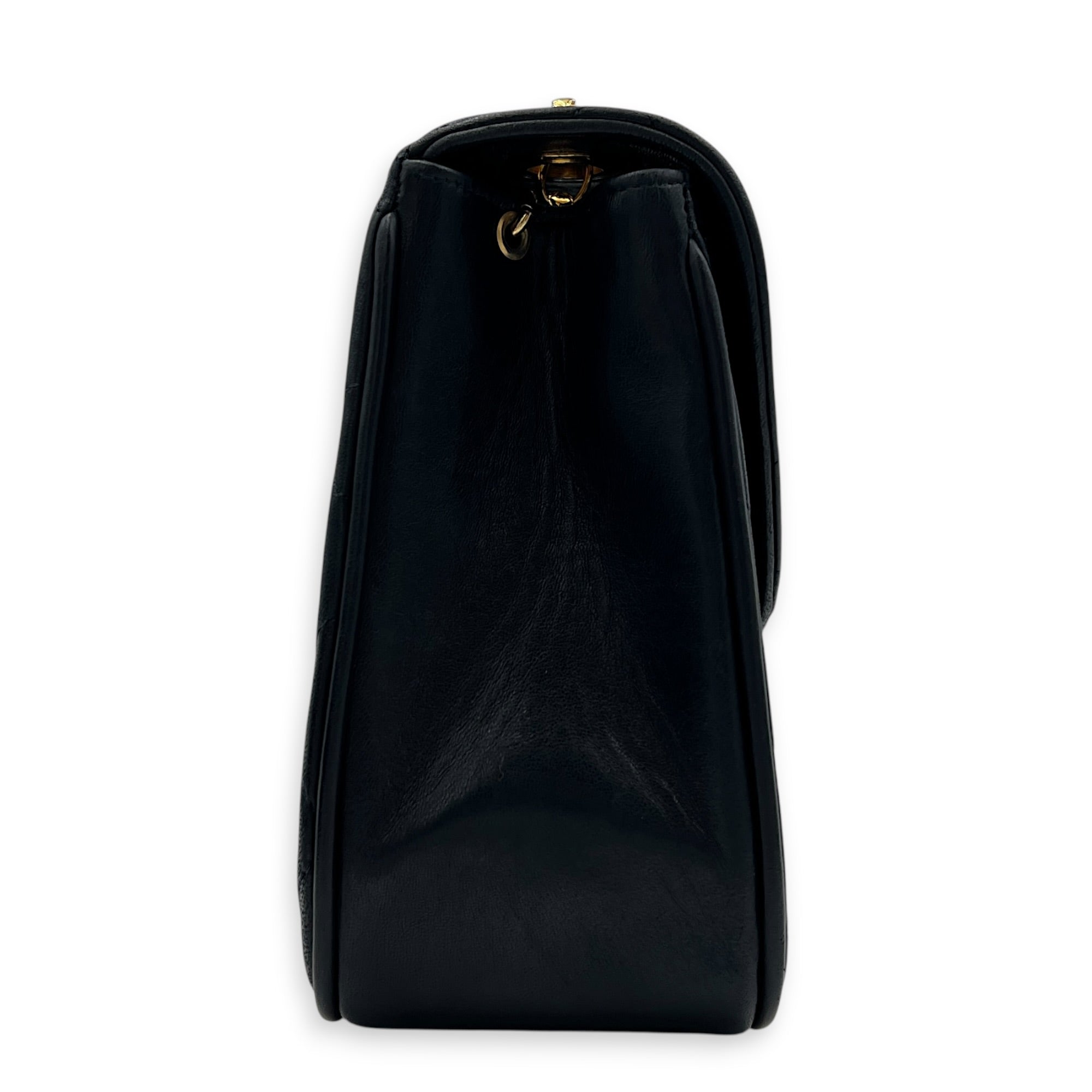 Vintage CC Crossbody Bag Dark Blue (retouched) in Lambskin, Gold hardware