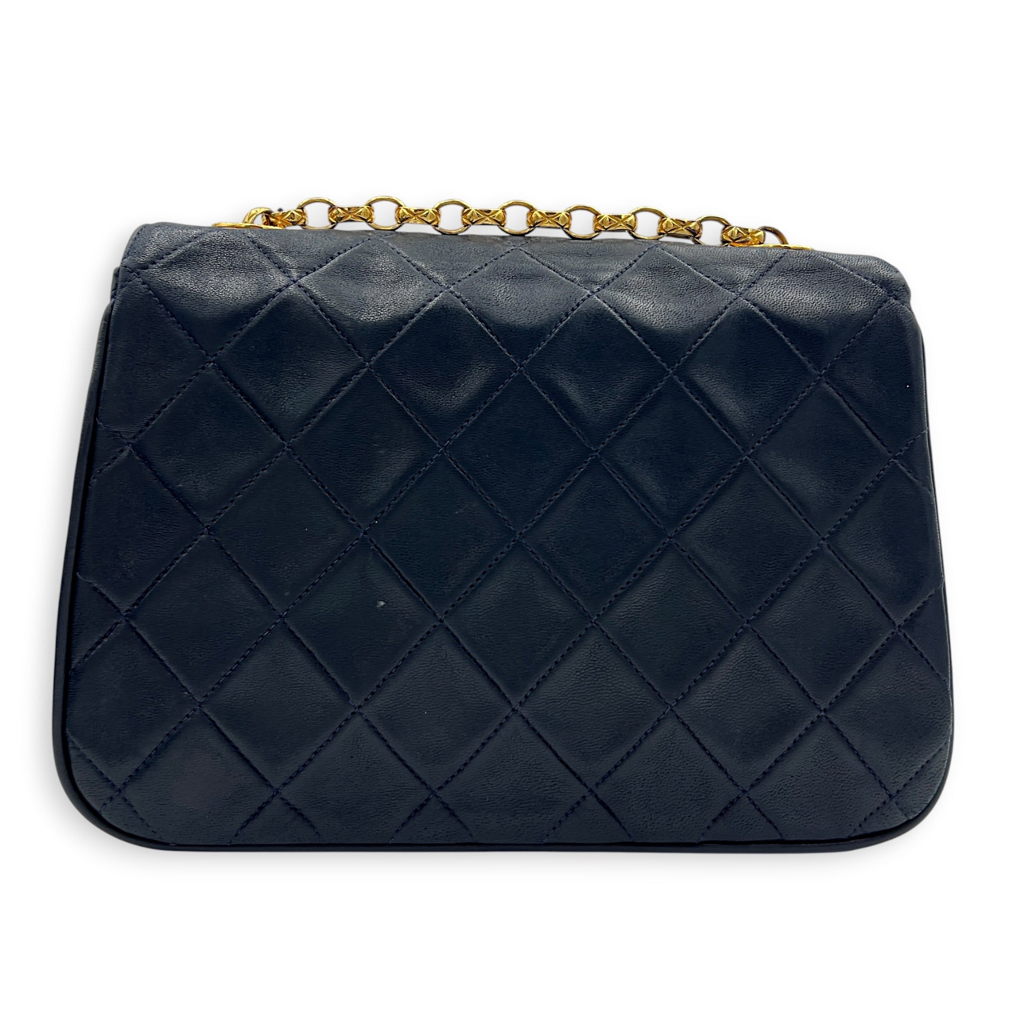 Vintage CC Crossbody Bag Dark Blue (retouched) in Lambskin, Gold hardware