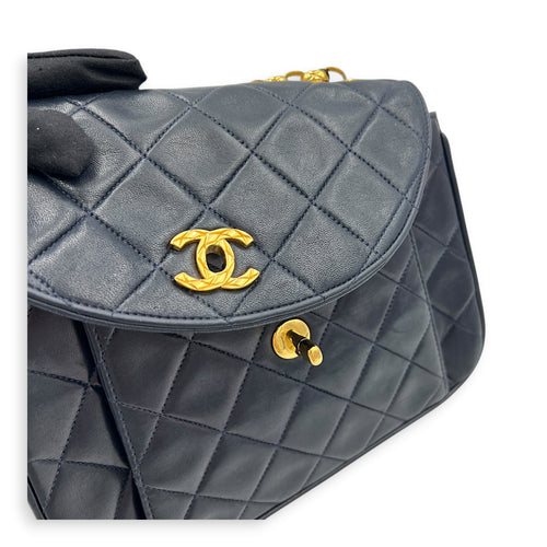 Vintage CC Crossbody Bag Dark Blue (retouched) in Lambskin, Gold hardware