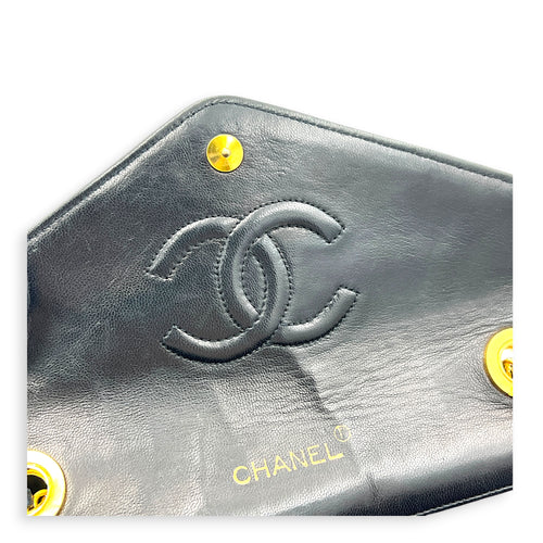 Vintage CC Crystal Shoulder Bag Black in Lambskin, Gold hardware