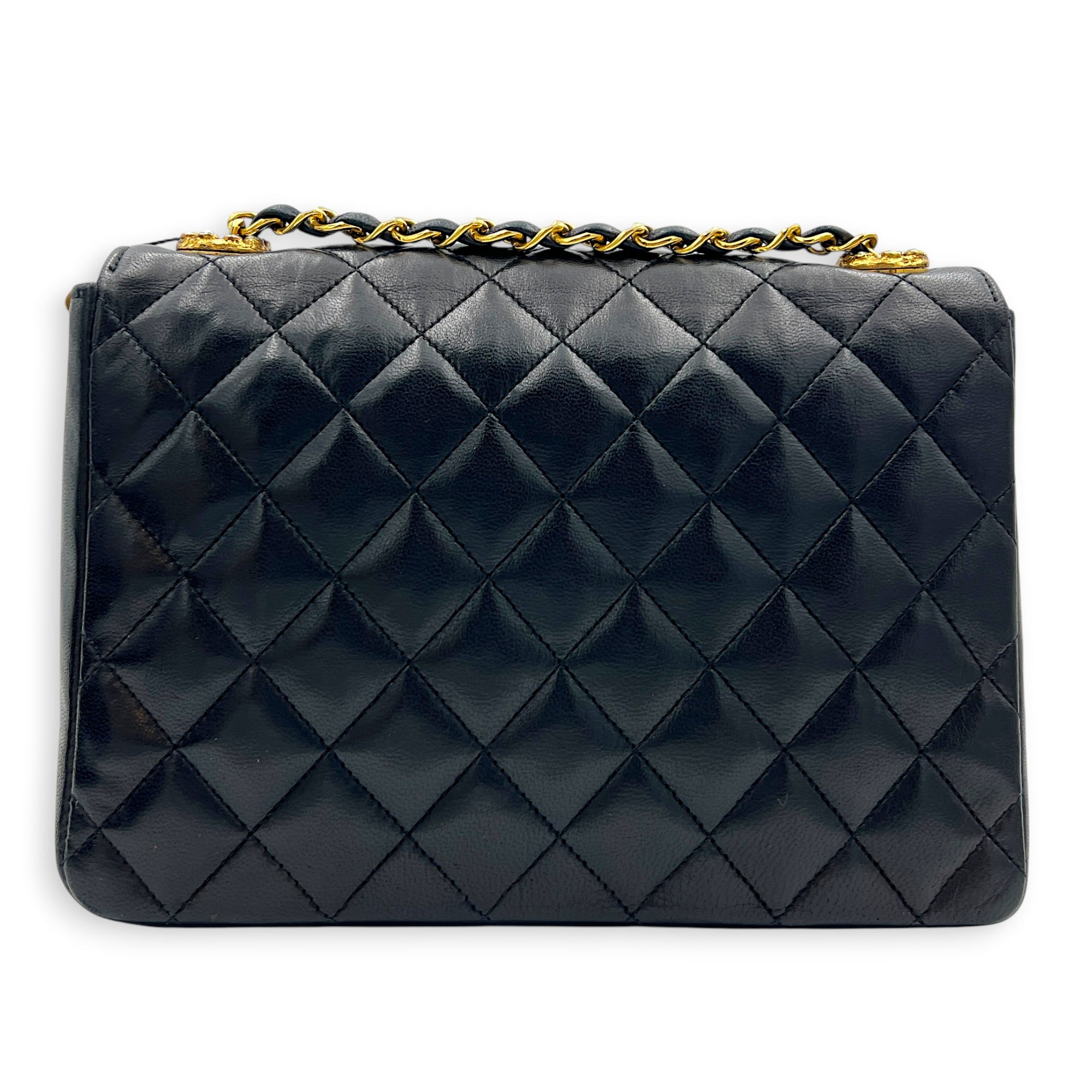 Vintage CC Crystal Shoulder Bag Black in Lambskin, Gold hardware