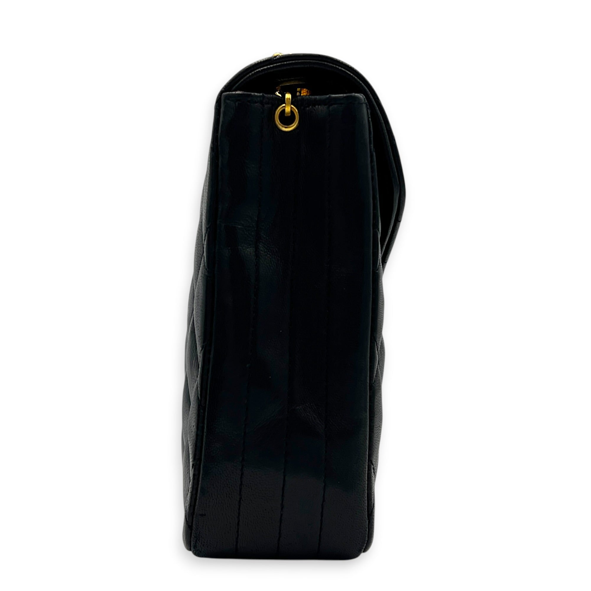 Vintage CC Crystal Shoulder Bag Black in Lambskin, Gold hardware