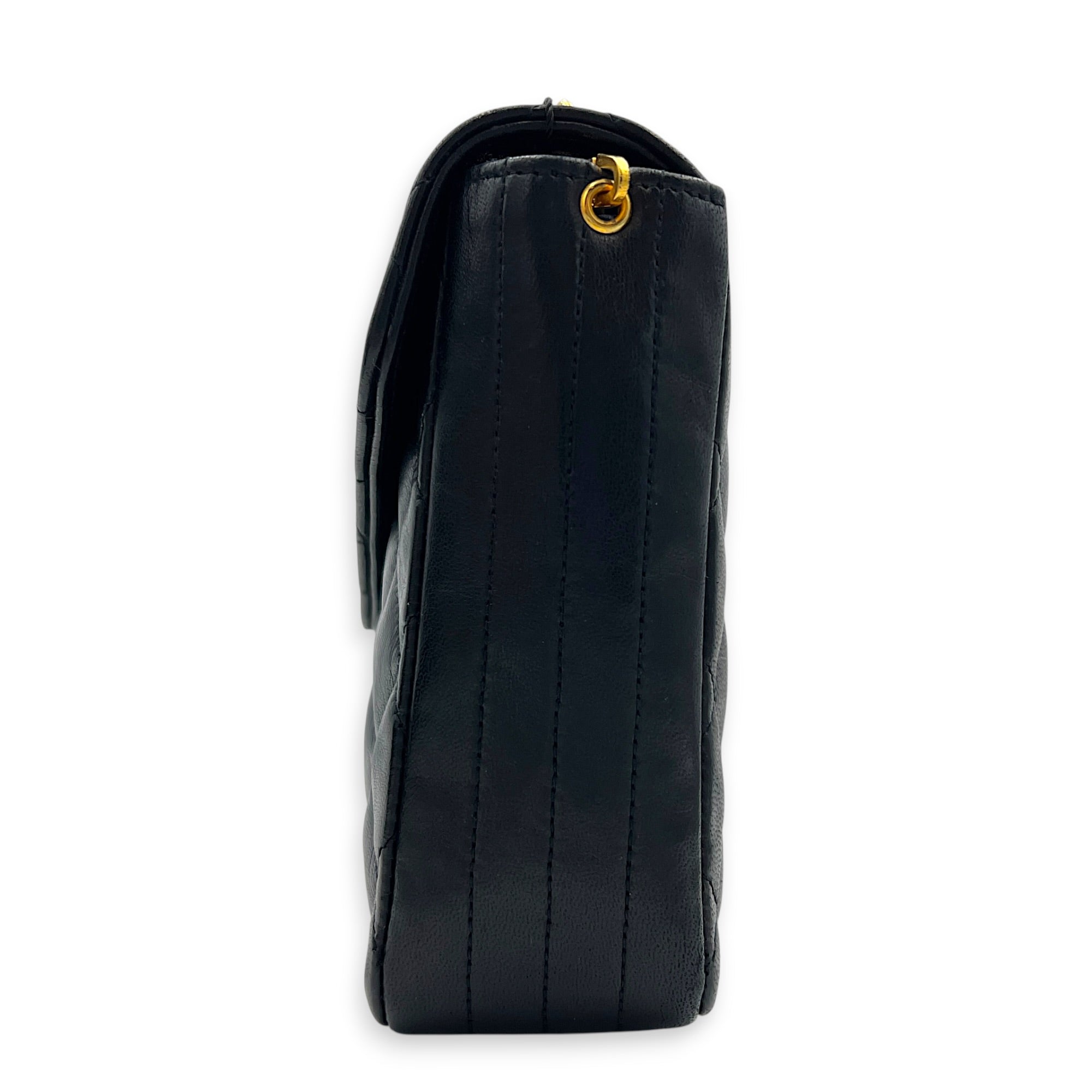 Vintage CC Crystal Shoulder Bag Black in Lambskin, Gold hardware