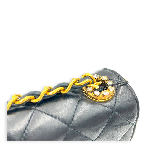 Vintage CC Crystal Shoulder Bag Black in Lambskin, Gold hardware