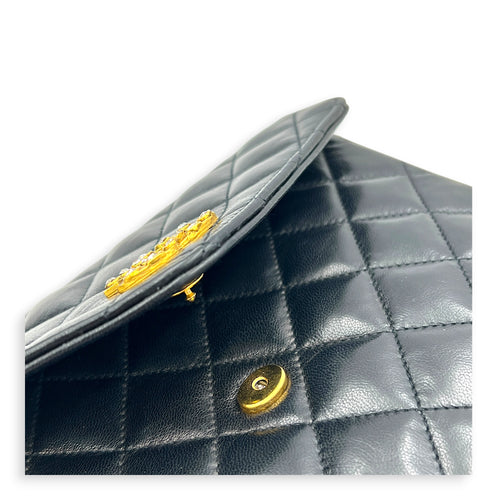 Vintage CC Crystal Shoulder Bag Black in Lambskin, Gold hardware