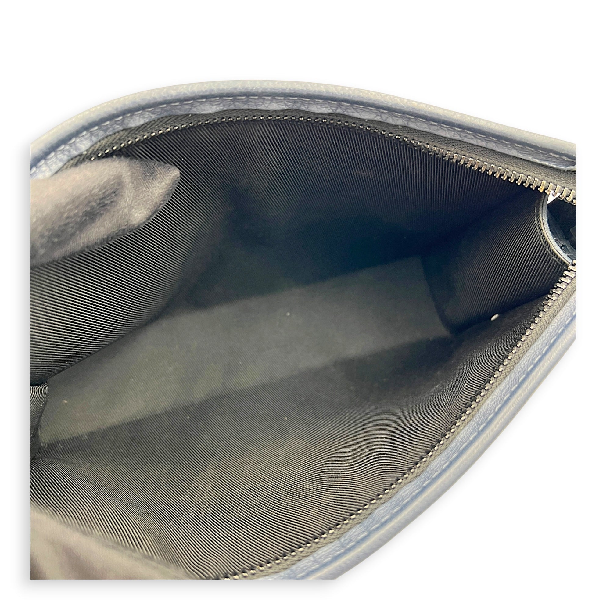 Gaston Wearable Shoulder Bag Blue in Calfskin, Gunmetal hardware