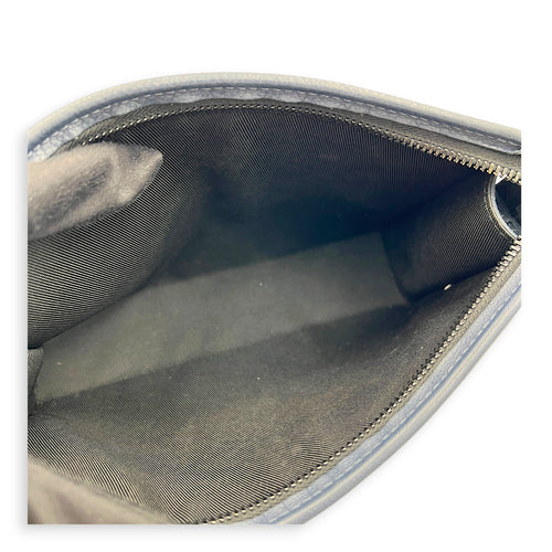 Gaston Wearable Shoulder Bag Blue in Calfskin, Gunmetal hardware