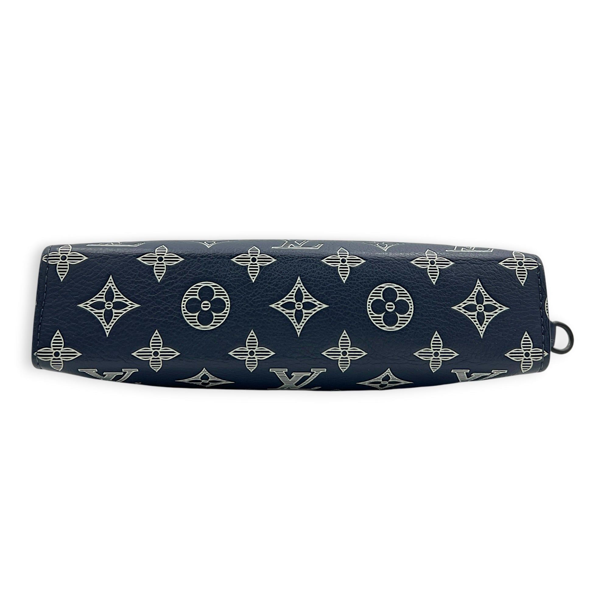 Gaston Wearable Shoulder Bag Blue in Calfskin, Gunmetal hardware