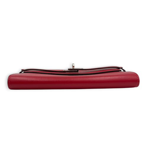Kelly Red Wallet in Swift, Silver hardware