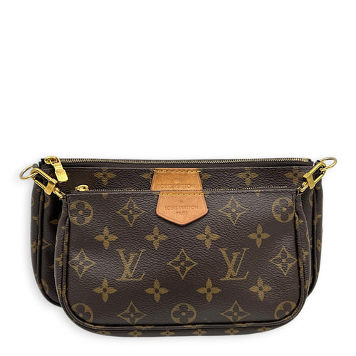 Multi-Pochette Accessoires Crossbody Bag Brown in Monogram Coated Canvas, Gold hardware