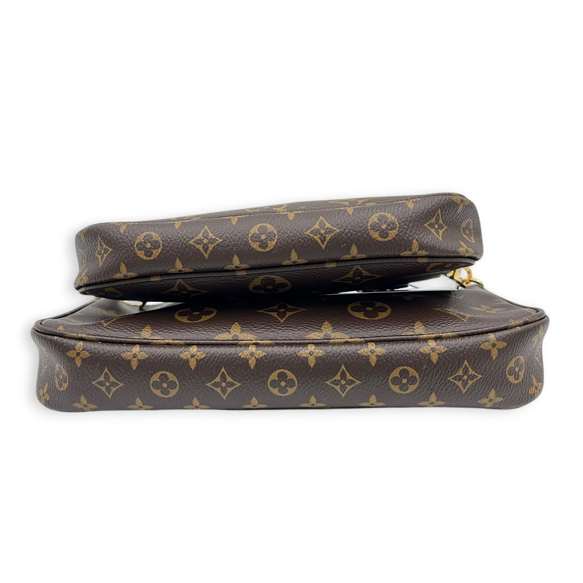 Multi-Pochette Accessoires Crossbody Bag Brown in Monogram Coated Canvas, Gold hardware
