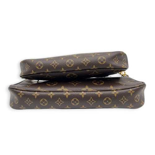 Multi-Pochette Accessoires Crossbody Bag Brown in Monogram Coated Canvas, Gold hardware
