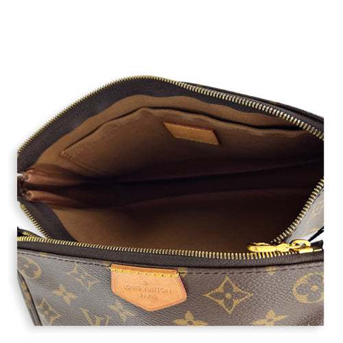 Multi-Pochette Accessoires Crossbody Bag Brown in Monogram Coated Canvas, Gold hardware