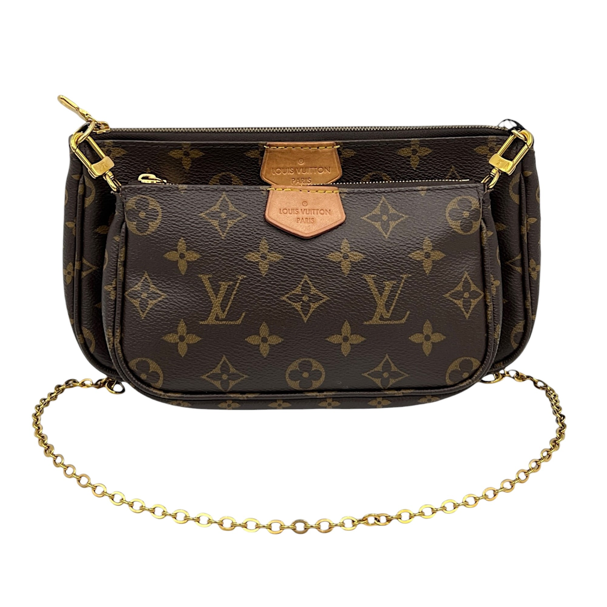 Multi-Pochette Accessoires Crossbody Bag Brown in Monogram Coated Canvas, Gold hardware