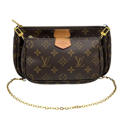 Multi-Pochette Accessoires Crossbody Bag Brown in Monogram Coated Canvas, Gold hardware