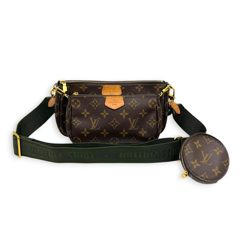 Multi-Pochette Accessoires Crossbody Bag Brown in Monogram Coated Canvas, Gold hardware