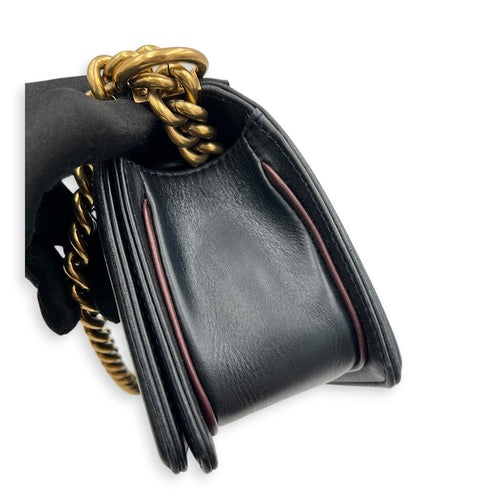 Boy Small Blue Shoulder Bag in Lambskin, Gold hardware