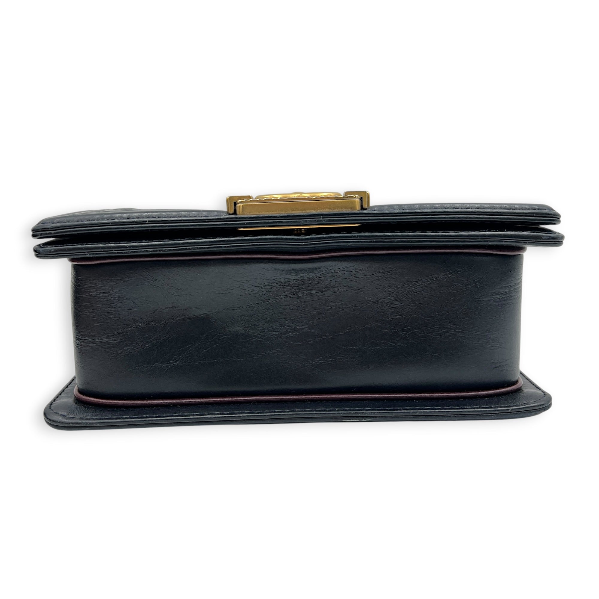 Boy Small Blue Shoulder Bag in Lambskin, Gold hardware