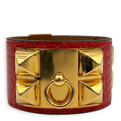 CDC Red in Shiny Alligator, Gold hardware