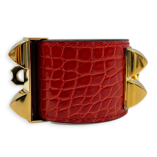 CDC Red in Shiny Alligator, Gold hardware