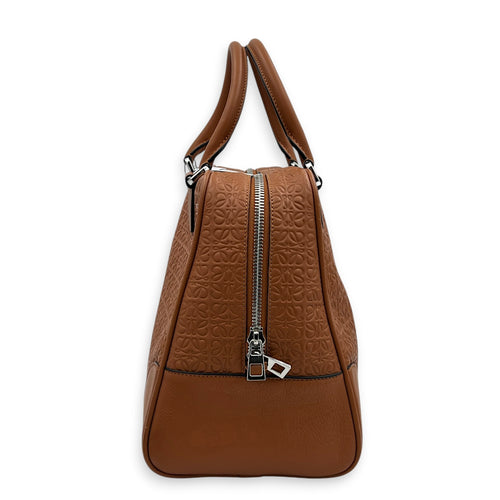 Amazona 75 Brown Top Handle Bag in Calfskin, Silver hardware