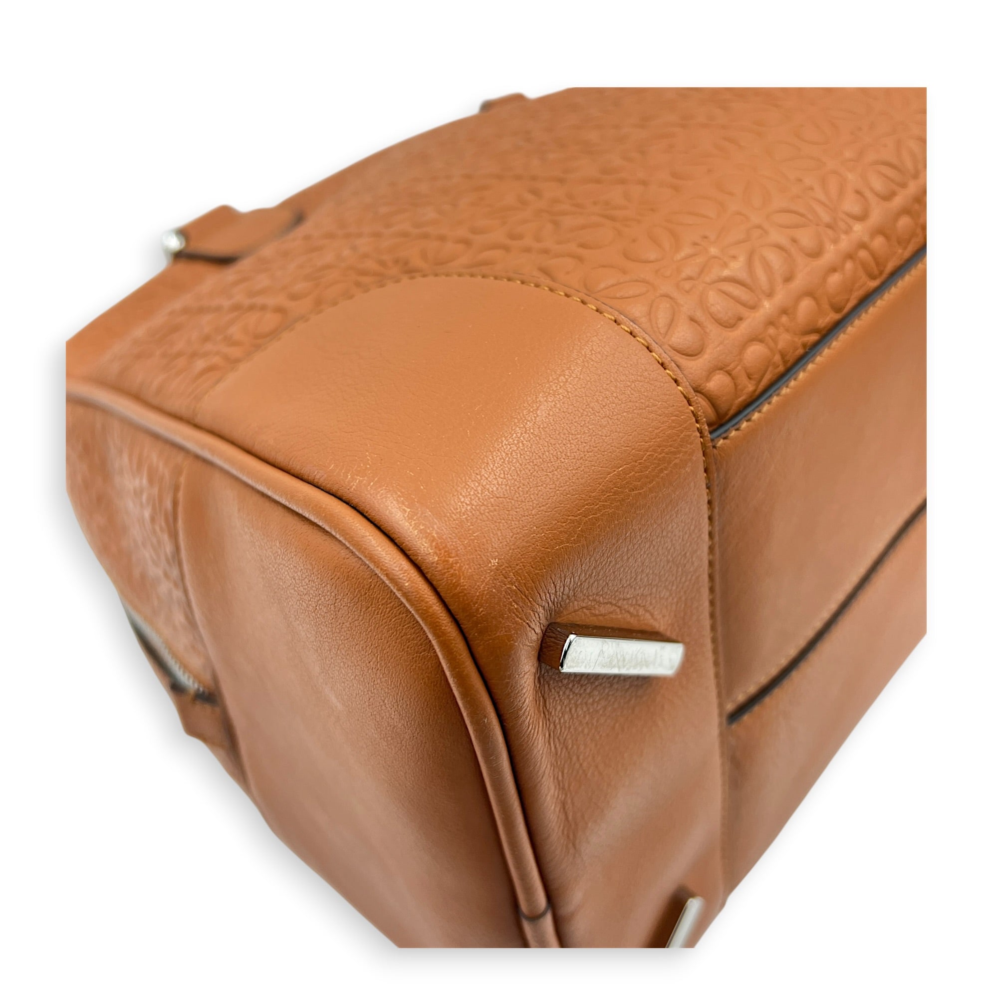 Amazona 75 Brown Top Handle Bag in Calfskin, Silver hardware