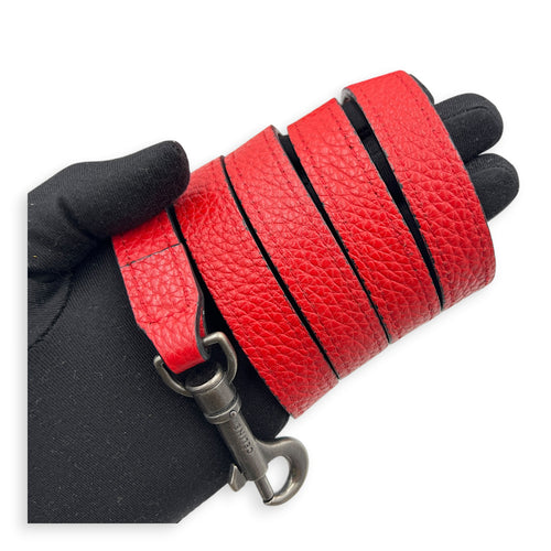 Luggage Top Handle Bag Nano Red in Calfskin, Ruthenium hardware