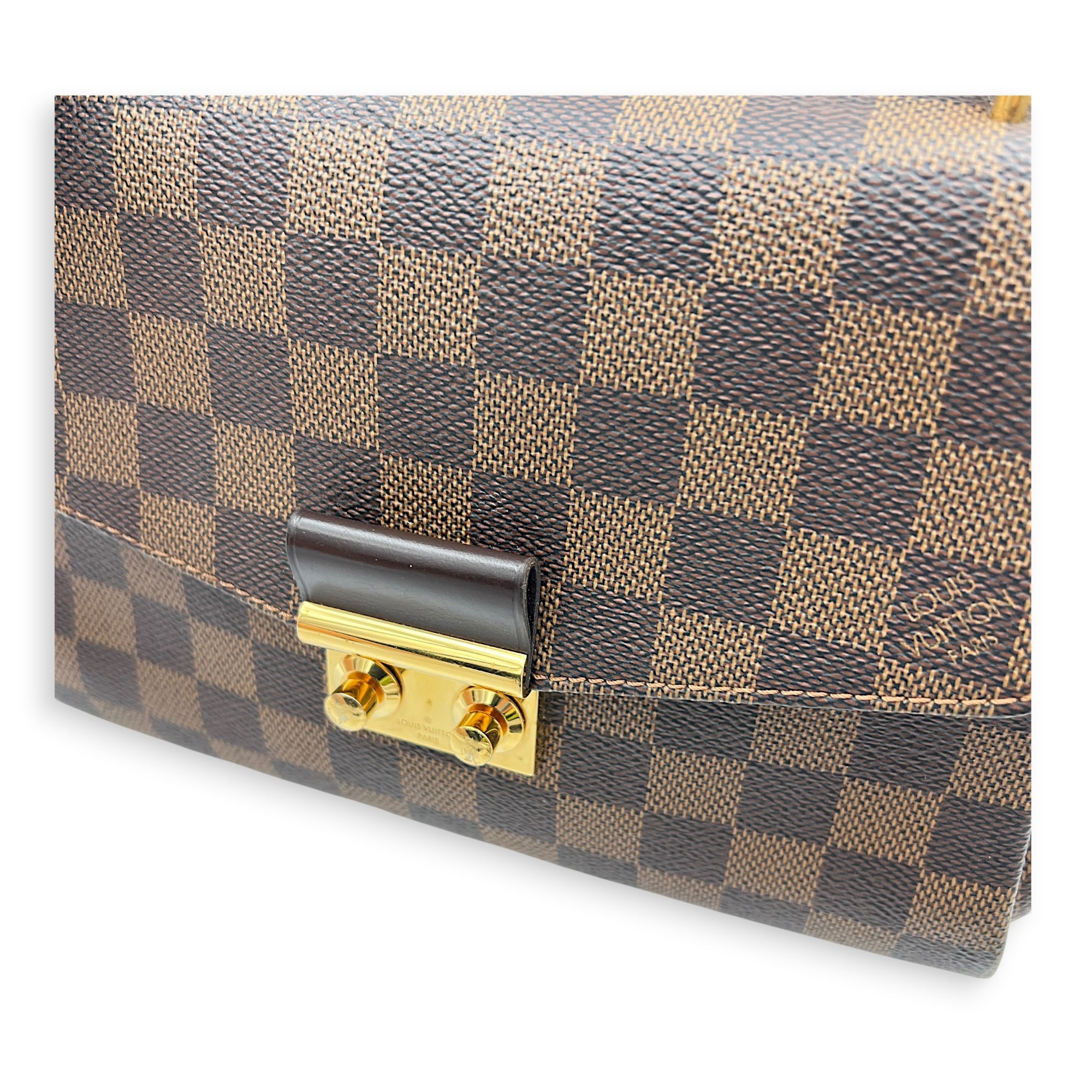Croisette Top Handle Bag Brown in Coated Canvas, Gold hardware