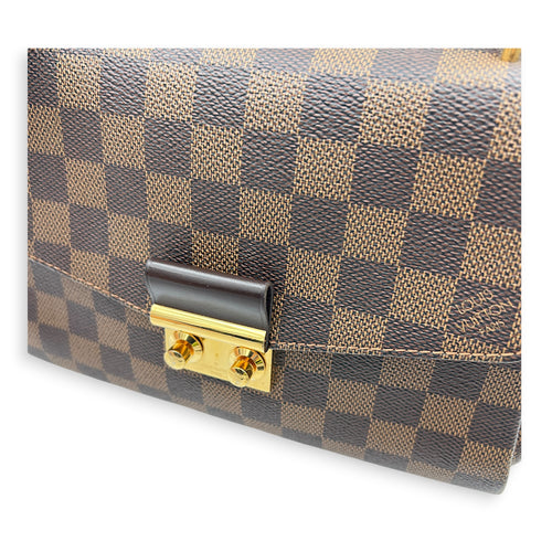 Croisette Top Handle Bag Brown in Coated Canvas, Gold hardware