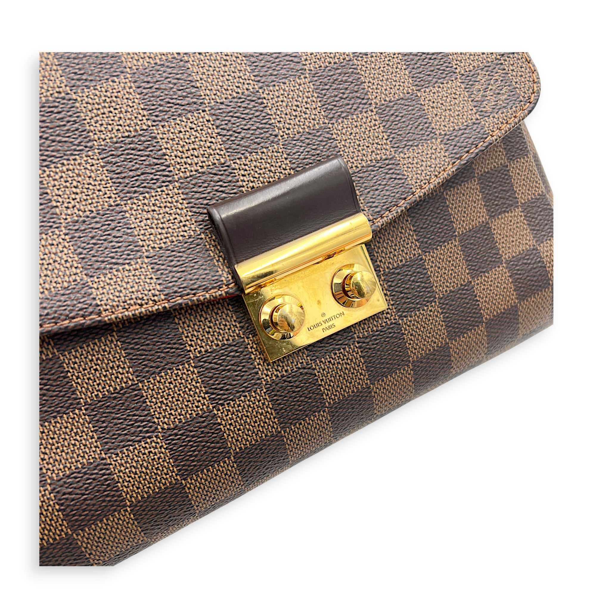 Croisette Top Handle Bag Brown in Coated Canvas, Gold hardware