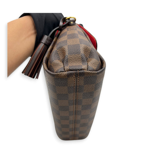 Croisette Top Handle Bag Brown in Coated Canvas, Gold hardware
