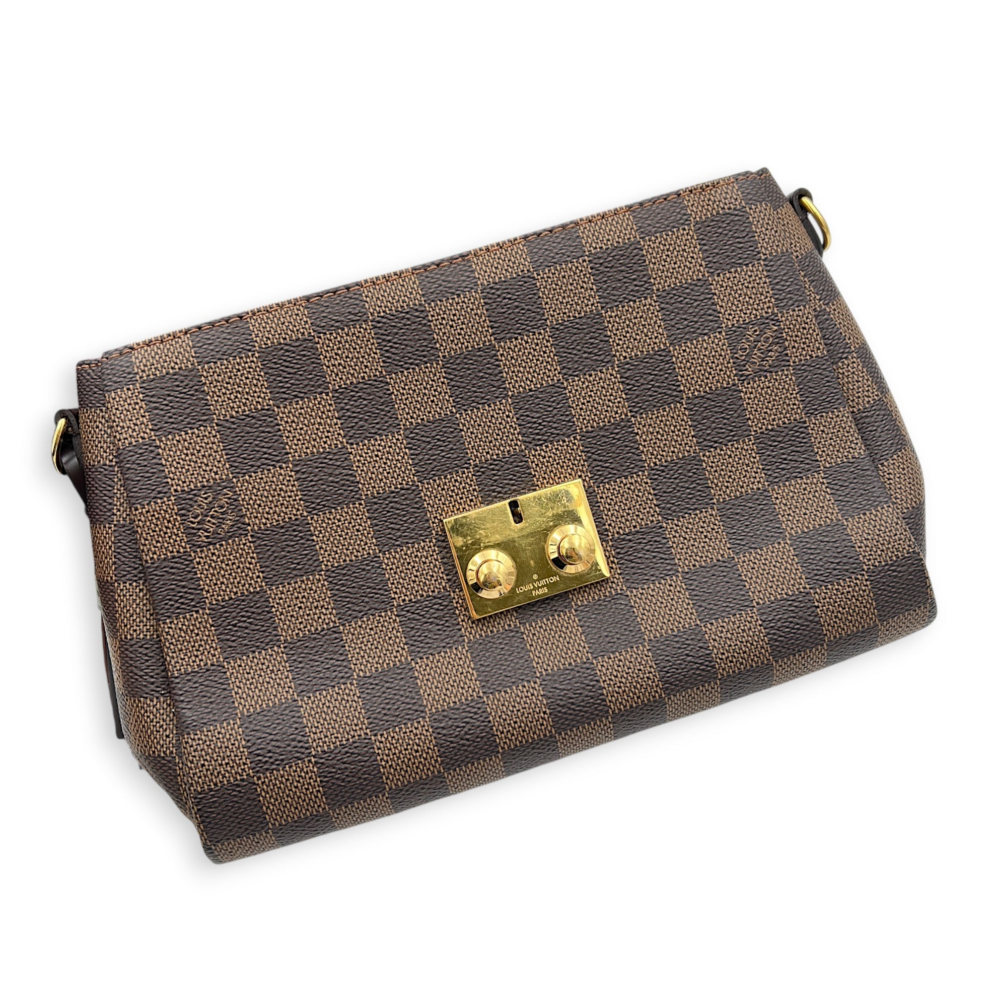 Croisette Top Handle Bag Brown in Coated Canvas, Gold hardware