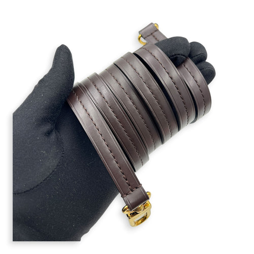 Croisette Top Handle Bag Brown in Coated Canvas, Gold hardware
