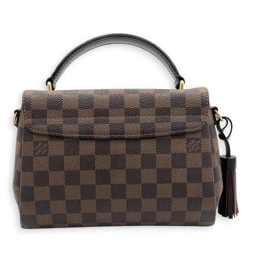 Croisette Top Handle Bag Brown in Coated Canvas, Gold hardware