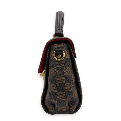 Croisette Top Handle Bag Brown in Coated Canvas, Gold hardware