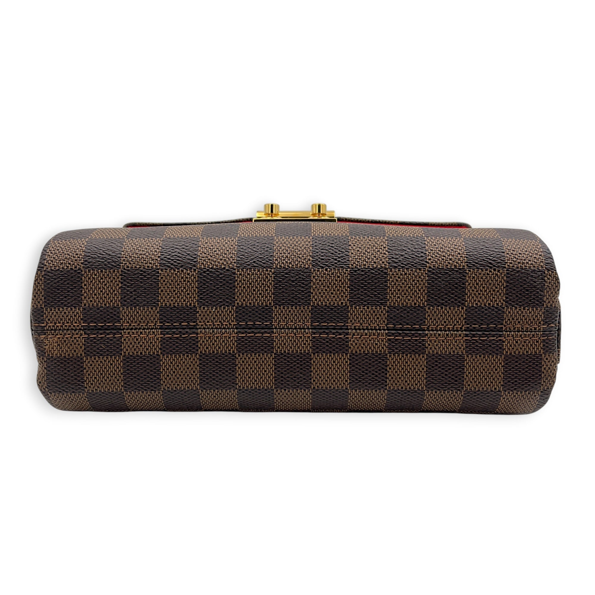 Croisette Top Handle Bag Brown in Coated Canvas, Gold hardware