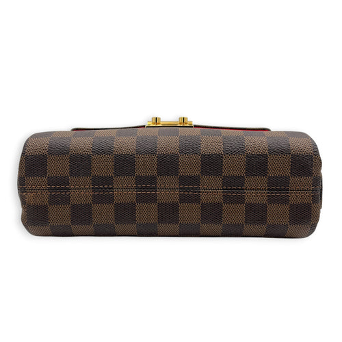 Croisette Top Handle Bag Brown in Coated Canvas, Gold hardware