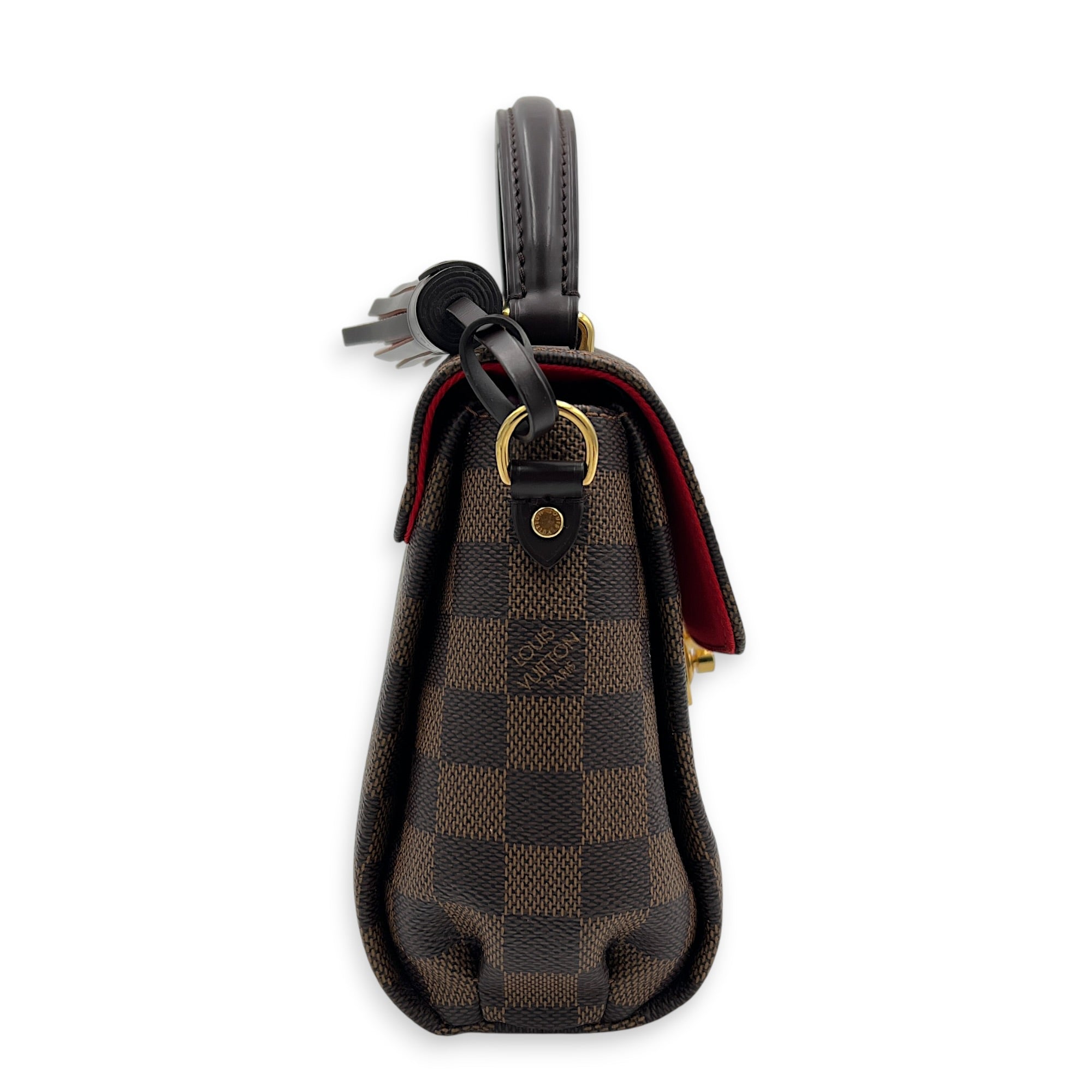 Croisette Top Handle Bag Brown in Coated Canvas, Gold hardware