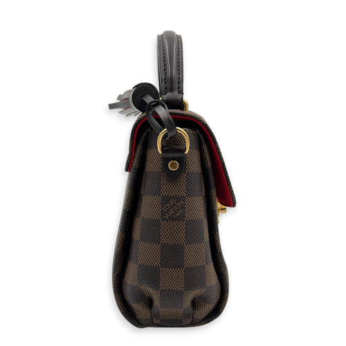 Croisette Top Handle Bag Brown in Coated Canvas, Gold hardware