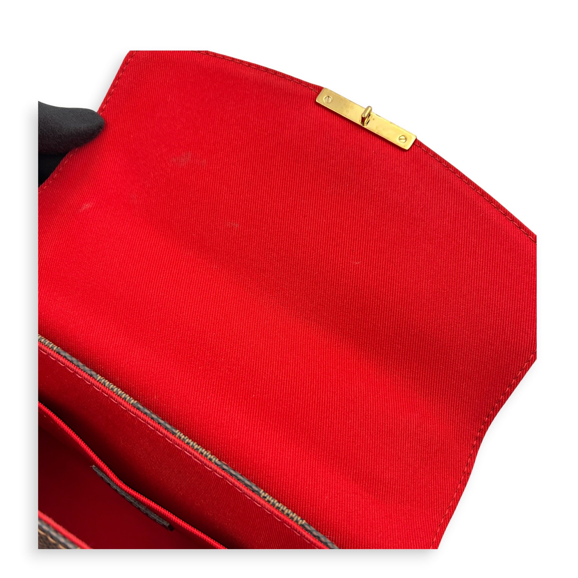 Croisette Top Handle Bag Brown in Coated Canvas, Gold hardware