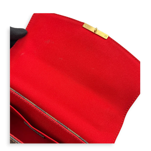 Croisette Top Handle Bag Brown in Coated Canvas, Gold hardware