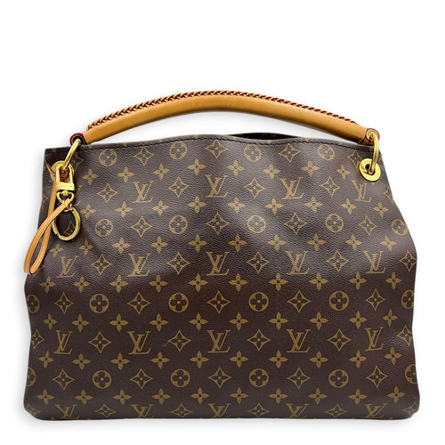 Artsy Top Handle Bag Brown in Coated Canvas, Gold hardware