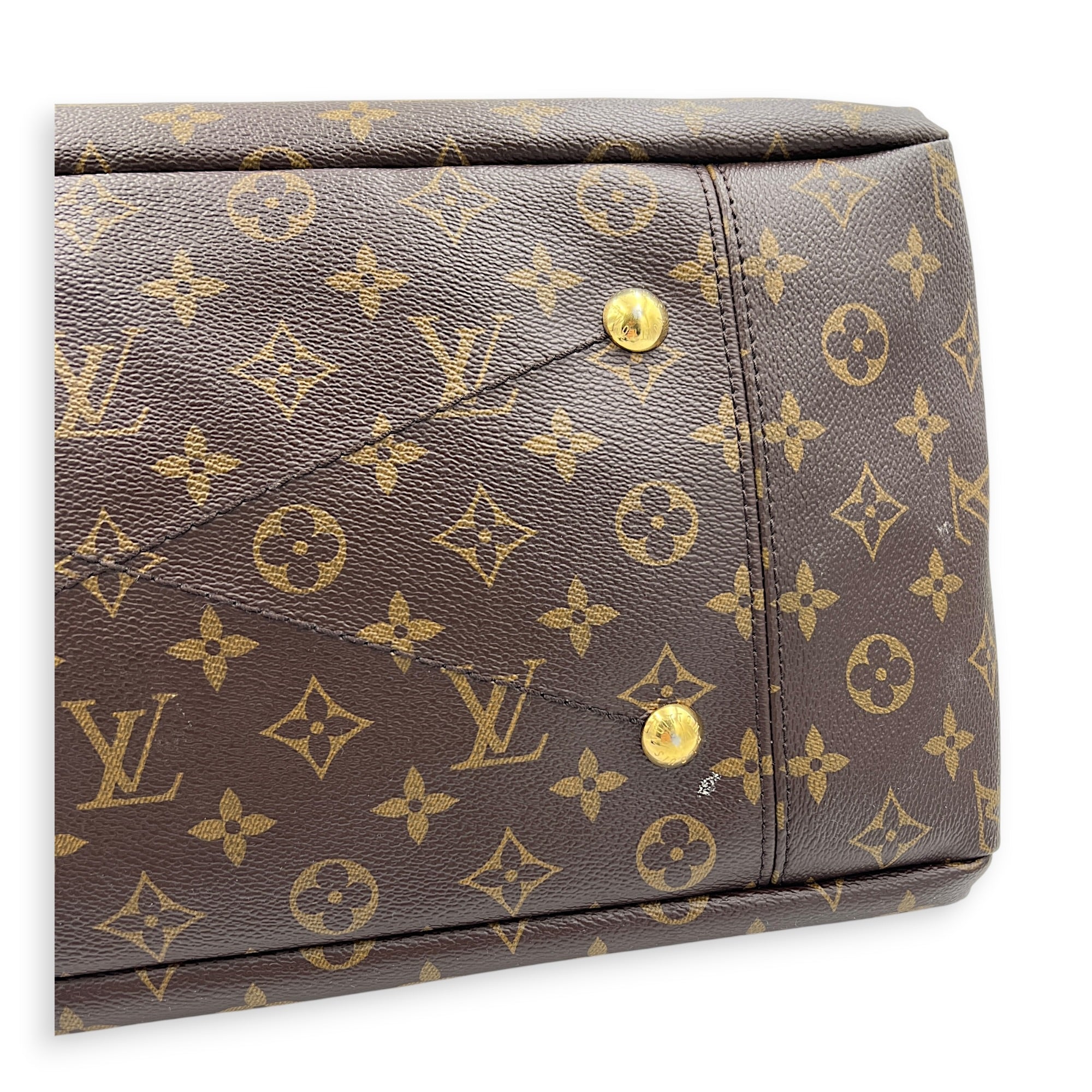 Artsy Top Handle Bag Brown in Coated Canvas, Gold hardware
